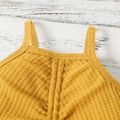 2pcs Toddler Girl Bowknot Design Waffle Camisole and Ginger Flared Pants Set Ginger-2