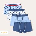4-Pack Kid Boy Polka dots/Stars Print Solid Color Cotton Boxer Briefs Underwear Multi-color image 1