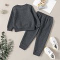 2pcs Toddler Boy 100% Cotton Textured Pullover Sweatshirt and Dark Grey Pants Set Dark Grey