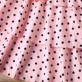 Kid Girl Polka dots Layered Belted V Neck Long-sleeve Pink Dress Pink