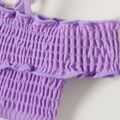 2pcs Baby Girl Purple Shirred Cold Shoulder Cami Set Swimsuit Purple image 3