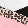 2pcs Kid Girl Leopard Print Colorblock Long-sleeve Tee and Black Leggings Set ColorBlock image 2