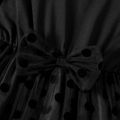 Kid Girl Polka dots Mesh Bowknot Design Long-sleeve Black Black