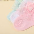3-pairs Baby / Toddler Lace Trim Solid Socks Color-A image 3