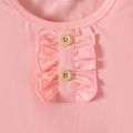 Kid Girl Solid Color Ruffled Short-sleeve Cotton Tee Pink image 3