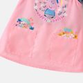 Peppa Pig 2pcs Toddler Girl Doll Collar Denim Short-sleeve Cotton Tee and Floral Print Pocket Design Pink Overall Dress Set Light Pink