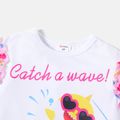 Baby Shark 2pcs Toddler Girl Letter Print Flutter-sleeve Tee amd Allover Print Bowknot Design Leggings set Pink