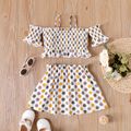 2pcs Toddler Girl Polka dots Smocked Camisole and Elasticized Skirt Set White