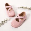 Toddler / Kid Crisscross Elastic Strap Pink Flats Mary Jane Shoes Light Pink