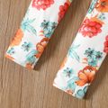 2pcs Toddler Girl Bowknot Design Ruffled High Low Long-sleeve Tee and Floral Print Leggings Set Orange