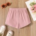 Toddler Girl Solid Color Textured Elasticized Knit Shorts Pink