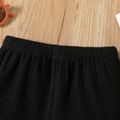 Toddler Girl Solid Color Textured Elasticized Knit Shorts Black