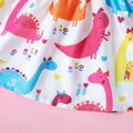 Toddler Girl Colorful Dinosaur Print Bowknot Design Cut Out Slip Dress Colorful