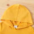 2pcs Toddler Boy Basic Solid Color Pocket Design Hooded Short-sleeve Tee and Elasticized Shrots Set Yellow