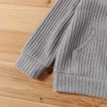 2pcs Toddler Boy Solid Color Ribbed Hooded Sweatshirt and Pants Set Grey