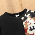 2pcs Kid Boy Letter Camouflage Print Colorblock Pullover Sweatshirt and Pants Set ColorBlock
