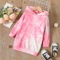 Toddler Girl Tie Dyed Hooded Long-sleeve Dress pink image 1