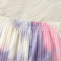 Ribbed 2-piece Toddler Girl Tie Dyed Hooddie Sweatshirt Long-sleeve Top and Shorts Set pinkpurple