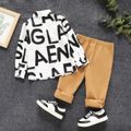 2-piece Toddler Boy Letter Allover Long-sleeve Shirt and Solid Pants Set White