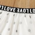 Toddler Girl Letter Print Polka dots Mesh Skirt White image 4