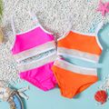 2pcs Baby Girl Fishnet Spliced Bikini Set Swimwear Orange