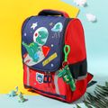 Kids Flat Cartoon Space Dinosaur Print Preschool Backpack Travel Backpack Red