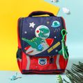 Kids Flat Cartoon Space Dinosaur Print Preschool Backpack Travel Backpack Red