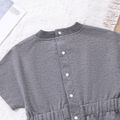 Toddler Girl Solid Color Back Button Design Short-sleeve Cotton Dress Grey