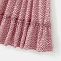 Family Matching Allover Dots Pink Halter Sleeveless Dresses and Striped Spliced Short-sleeve T-shirts Sets Pink