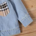 Baby Boy/Girl Plaid Hooded Splicing Denim Long-sleeve Jacket Blue