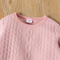 2pcs Toddler Girl Cable Knit Lace Design Pink Sweatshirt and Flared Pants Set Cameo brown image 3