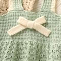 Baby Girl Bow Front Colorblock Eyelet Embroidered Tank Dress Aqua