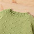 Toddler Girl Textured Popcorn Knit Raglan Sleeve Solid Color Sweater Light Green image 4