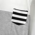 Kid Boy Striped Colorblock Pocket Design Long-sleeve Tee White