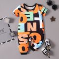 Baby Boy Allover Letter Print Short-sleeve Jumpsuit Colorful