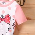 Baby Girl Polka Dots Cartoon Elephant Print Spliced Short-sleeve T-shirt Dress Pink image 4