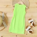 Toddler Girl Button Design Ribbed Solid Color Sleeveless Dress Green image 3