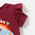 Peppa Pig Toddler Girl Rainbow Floral Cotton Tee Light Red
