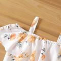 2pcs Kid Girl Floral Print Flounce Camisole and Belted Yellow Wide Leg Pants Set Yellow