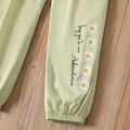 Kid Girl Letter Floral Print Bowknot Design Elasticized Pants Light Green