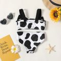 2pcs Baby Girl Bow Front Cow Print Bikini Set Swimsuit BlackandWhite