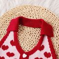 Baby Girl Red Knitted Halter Neck Backless  Love Heart Pattern Tank Top Red