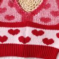 Baby Girl Red Knitted Halter Neck Backless  Love Heart Pattern Tank Top Red