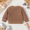 Baby Boy 96% Cotton Long-sleeve Rainbow Design Solid Waffle Pullover Sweatshirt Brown