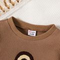 Baby Boy 96% Cotton Long-sleeve Rainbow Design Solid Waffle Pullover Sweatshirt Brown