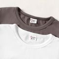2-Pack Kid Boy Casual Solid Color Long-sleeve Cotton Tee Grey&White
