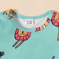 2pcs Baby Boy Allover Cartoon Lion & Letter Print Short-sleeve T-shirt and Shorts Set Color block