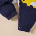 Baby Boy 95% Cotton Faux-two Long-sleeve Cartoon Dinosaur Print Jumpsuit Deep Blue image 5