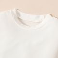 2pcs Kid Girl Polka dots Mesh Splice Long-sleeve Tee and Button Design Skirt Set White image 4