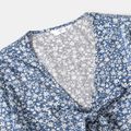 Allover Floral Print Blue V Neck Ruffle-sleeve Tops for Mom and Me Blue image 4